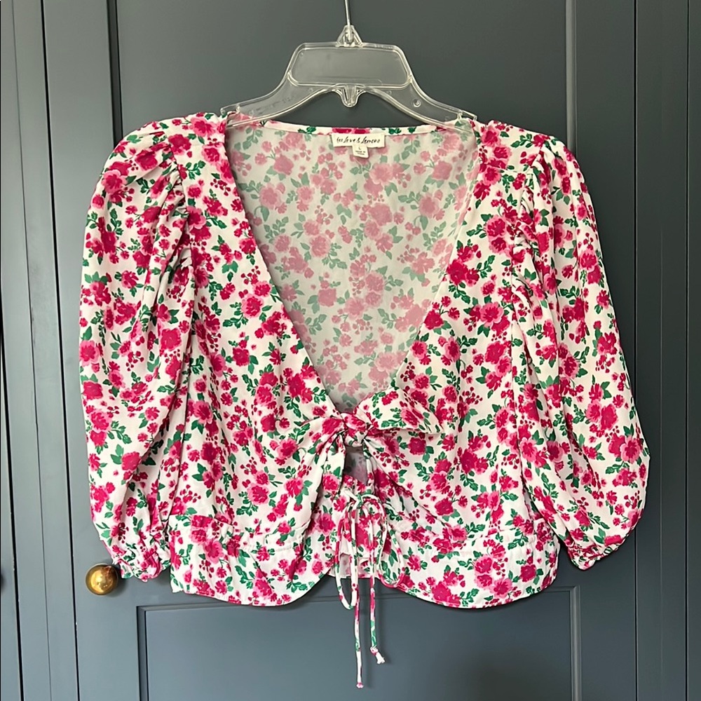 For Love And Lemons Pink and Green Floral Blouse